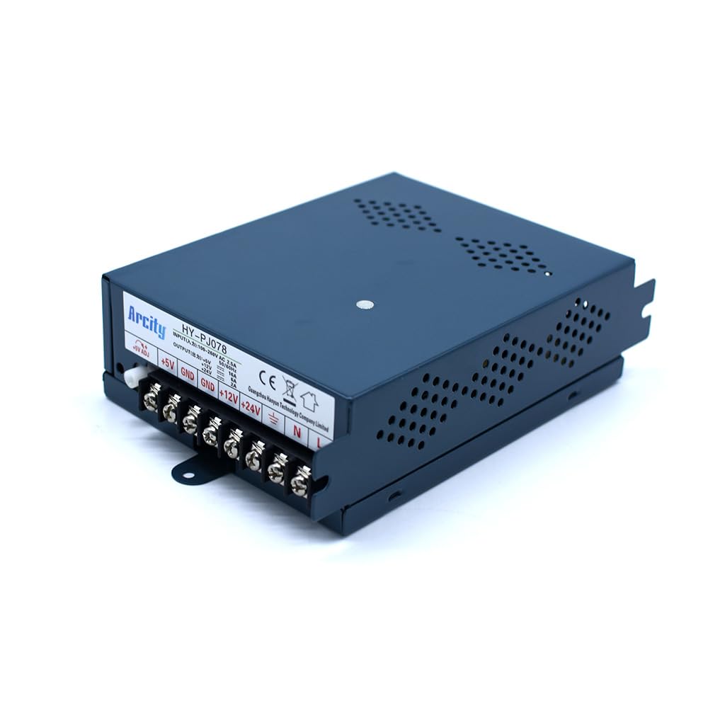 Arcity 5V 12V 24V Output Switching Power Supply Unit Adjustable for Video Multi Games Machine Console Cocktail CCTV Computer DIY Horizontal New(+5V/8A +12V/8A +24V/3A)
