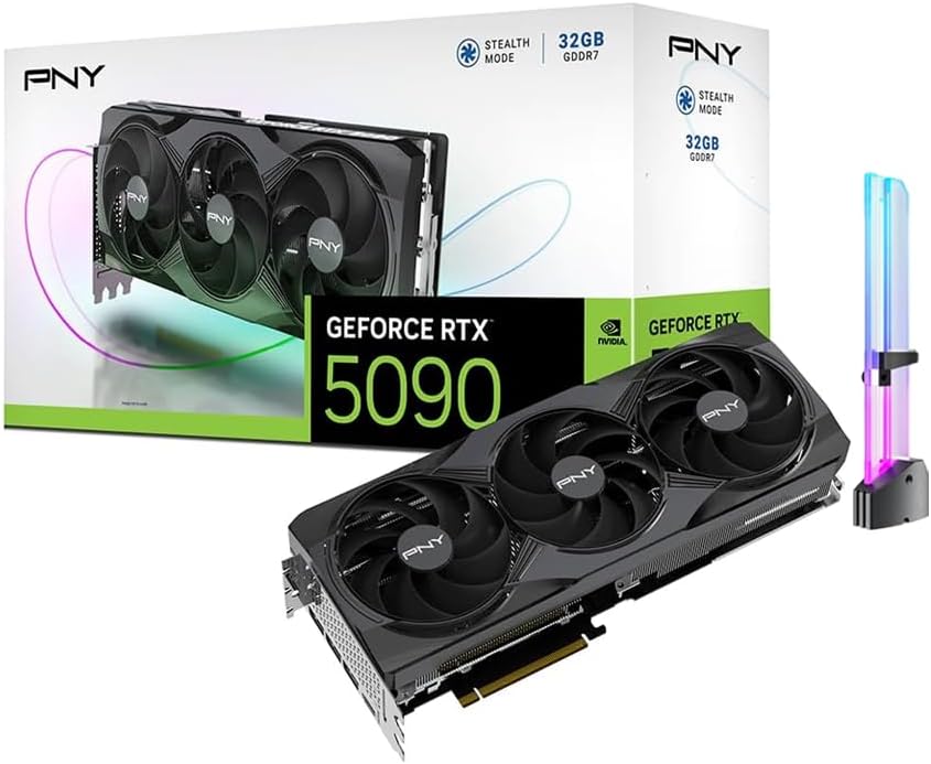 CyberGeek GeForce RTX 5090 Triple Fan Graphics Card, 32GB GDDR7, 28 Gbps, 512-bit, 3352 AI Tops, DLSS 4, AI Content Creation, Local LLM Inference, DP 2.1b UHBR20 x3, HDMI 2.1b, with GPU Holder