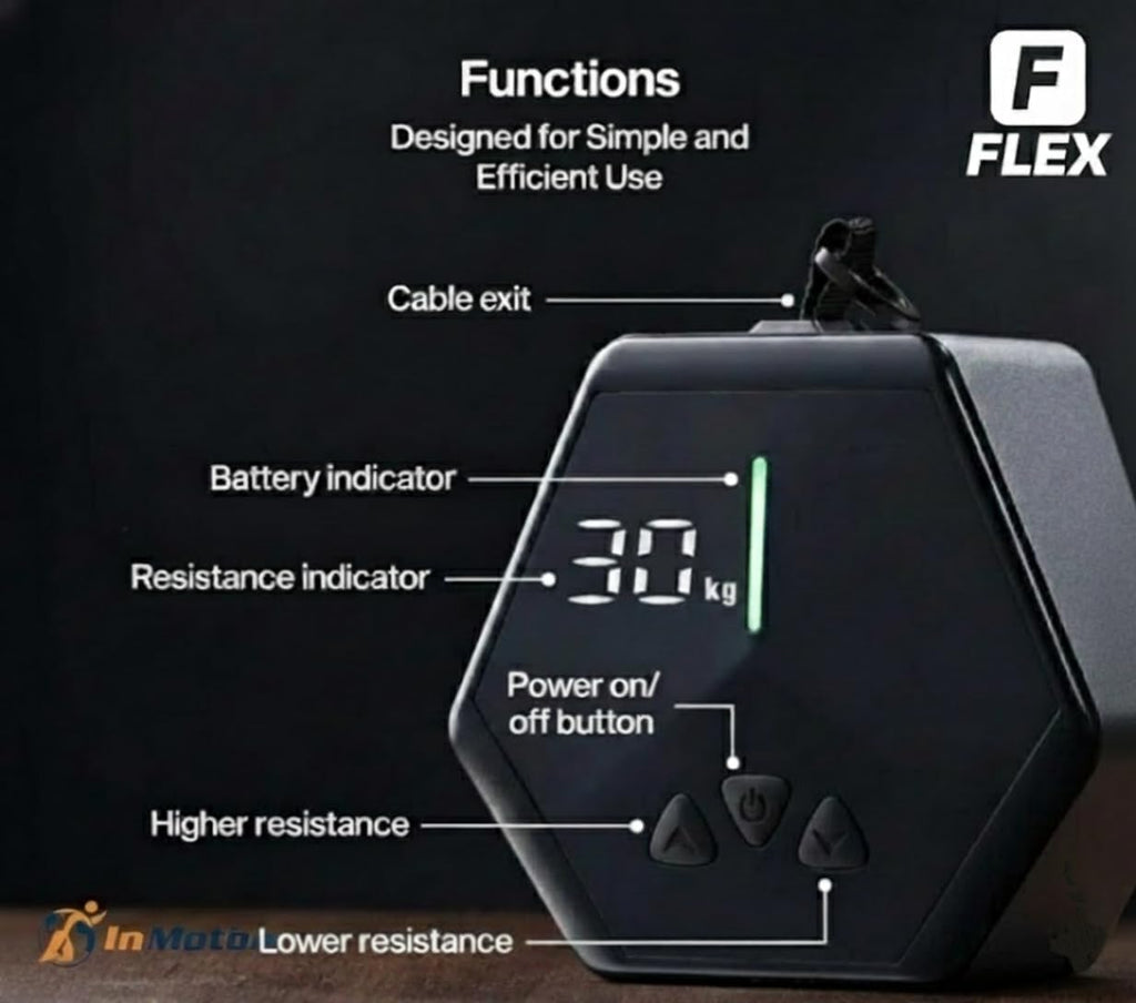 in Motion Flex USB Rechargeable Smart Home Gym Equipment | Portable Compact Digital Cable Machine Adjustable Motor Resistance 5–66LB | Compact Strength Training for Full Body Workout Travel & Fitness