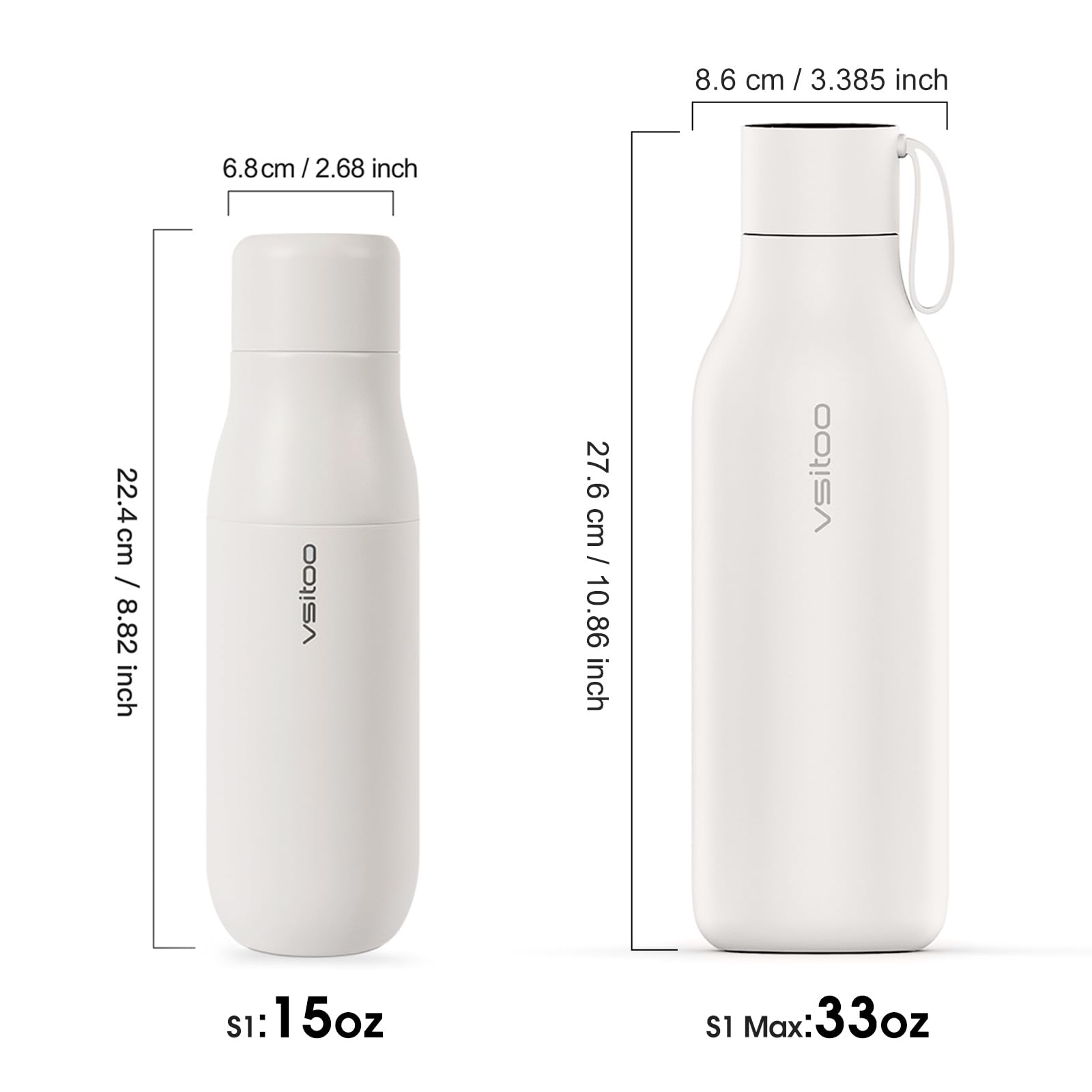VSITOO 15oz Mini Smart Water Bottle，Self-Cleaning Insulated Bottle, Small Thermoses with AI, App & Touchscreen, Perfect Purse Water Bottle for Travel, Gym & Office, Pink
