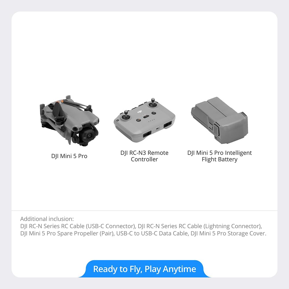 DJI Mini 5 Pro Drone Fly More Combo (RC 2) 1" CMOS Sensor, 4K Video, Obstacle Sensing, 4 Battery Bundle with Deco Essentials CPS Exclusive 26 Month Protection Pack, Software & Accessory Kit