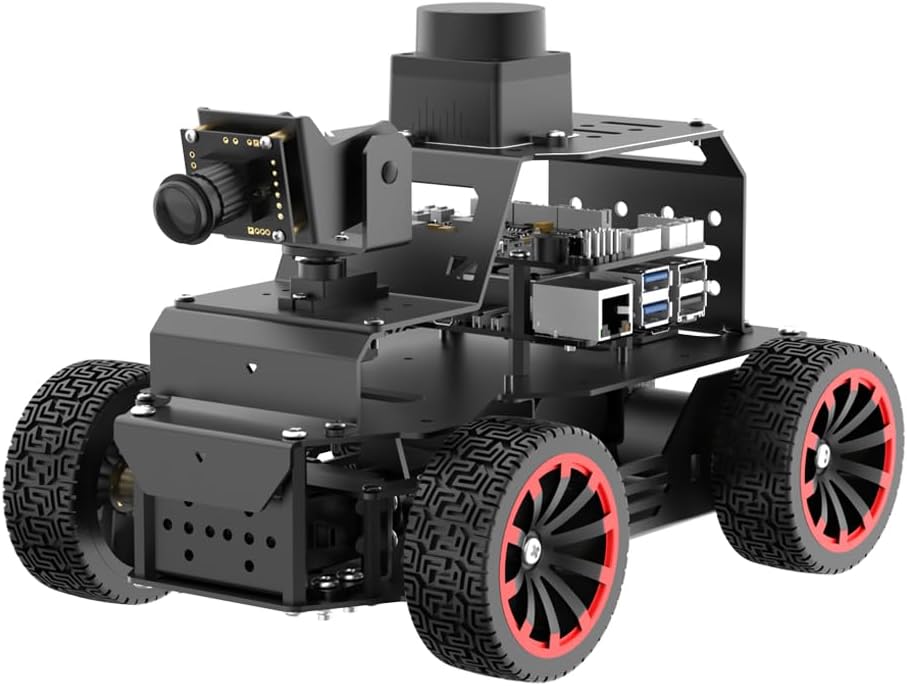 ROS2 Robot Car for RaspberryPi ChatGPT Large AI Model Programmable AI Vision Robot Ackermann Chassis SLAM Mapping Auto Driving Voice Control, Python Robotic for Adult, MentorPi A1 Standard & NO RPi