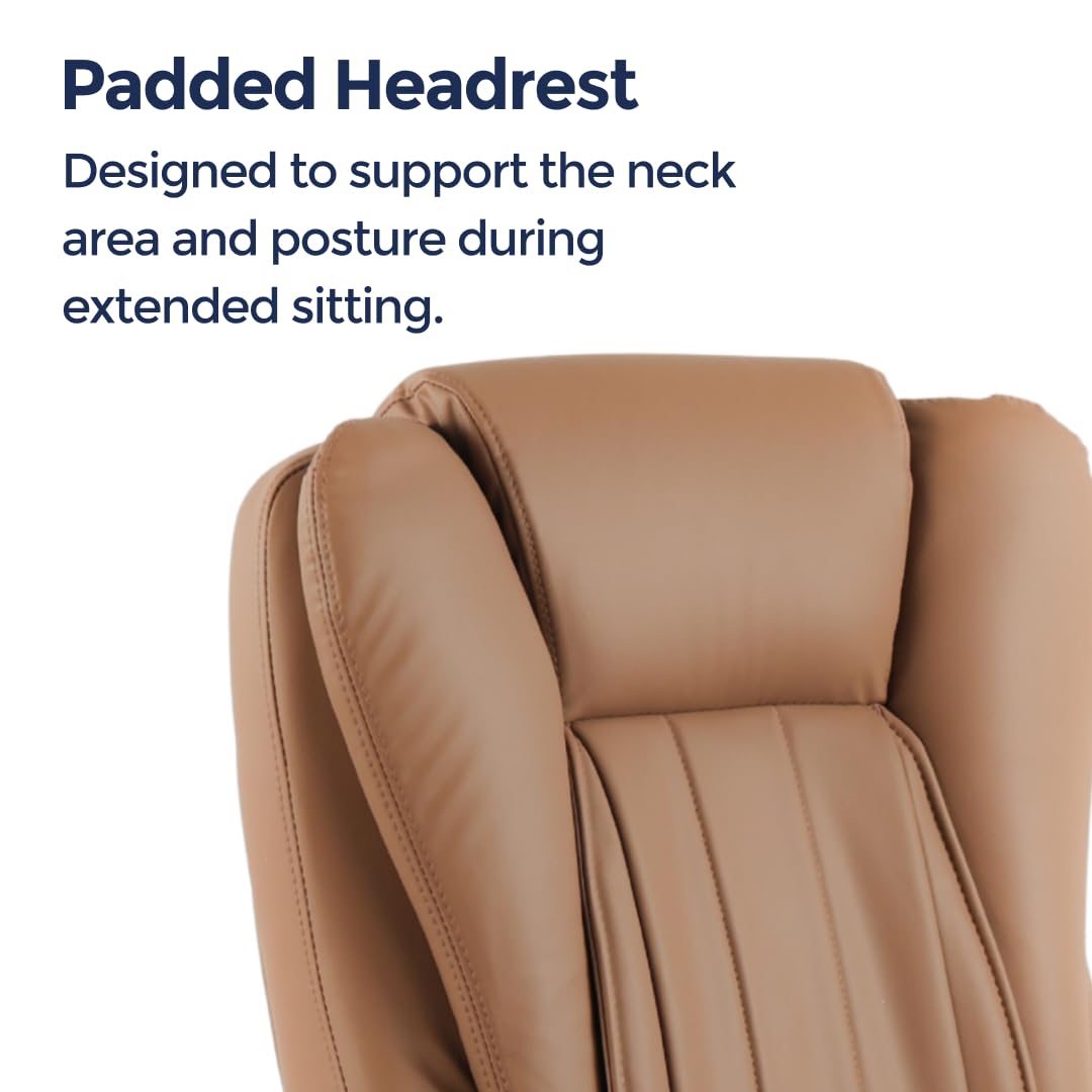 Orbis 4-Point Kneading Heated Massage Office Chair with Foot Rest | 500lbs Big & Tall Ergonomic Executive Desk Chair for Heavy People | Reclining Home Office Computer Chair | Leather Caramel