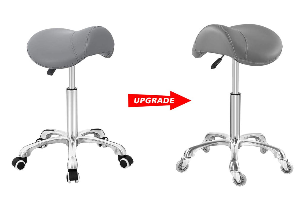 Antlu Saddle Stool Chair for Massage Clinic Spa Salon Cutting, Saddle Rolling Stool with Wheels Adjustable Height (Black)