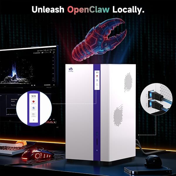 NIMO AI Station NAS Server AMD Ryzen 7 PRO with B70 Graphics Card | Built-in 800W Power Supply, 3x PCIe 4.0 SSD, USB4, SD UHS-II, 3.0 Inch Touch LCD for AI Developers & Video Creators