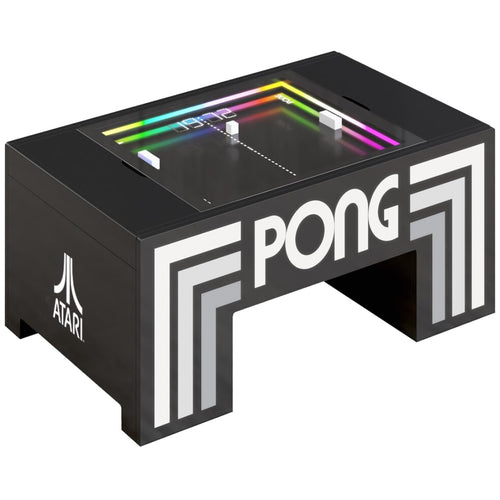 Atari Pong® Mechanical Table Home Edition – Electromechanical Coffee Table Arcade Game with LED Score Display, Hide-Away Controls, Spinner Dials, Retro Sounds – Official Atari Pong® Recreation