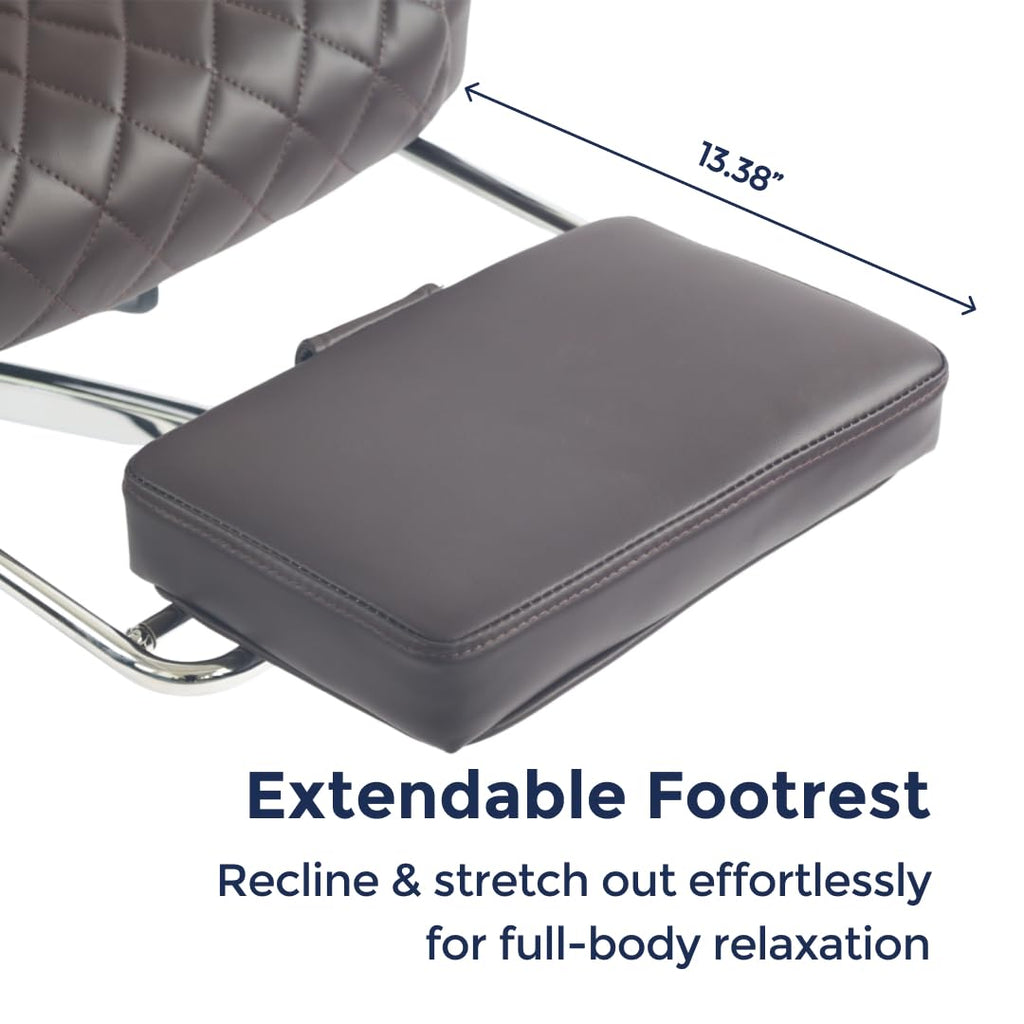 Ergonix Massage Office Chair with 2-Point Kneading & Heat | Reclining Ergonomic Executive Desk Chair | Adjustable Height Footrest Lumbar Support | 500 lbs Capacity | Dark Brown Leather
