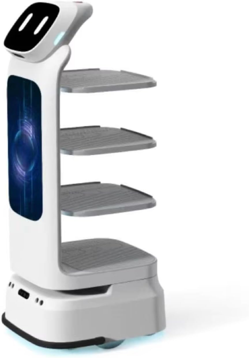 Food Delivery Service Robot, Visual & Laser SLAM Navigation Robot with Multi-Machine Scheduling, Long Battery Life for Hotels, Restaurants & Cafes