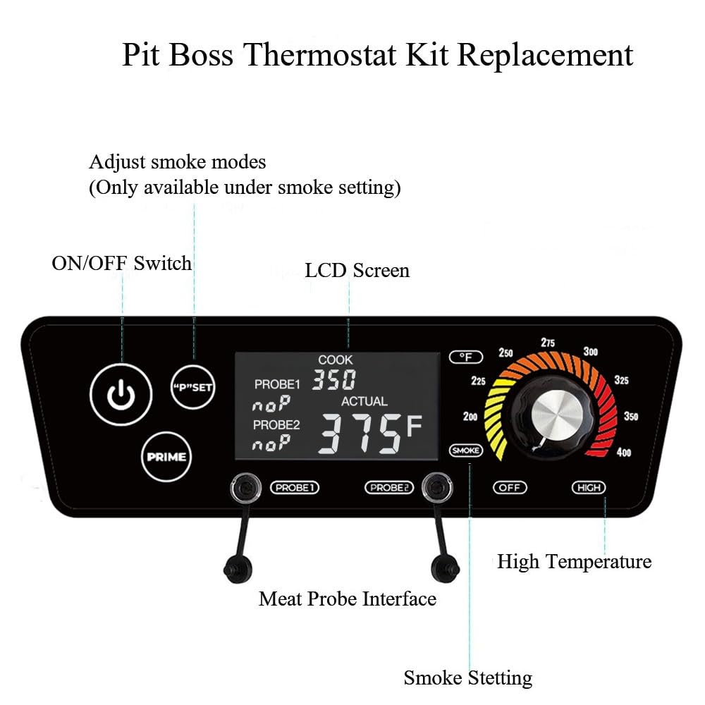 Digital W/LCD Display Control Board Thermostat Kit for Pit Boss Pellet Grill Smoker Austin XL, Replacement Parts Includes Meat Probes,Temp Sensor & Ignition Hot Rod