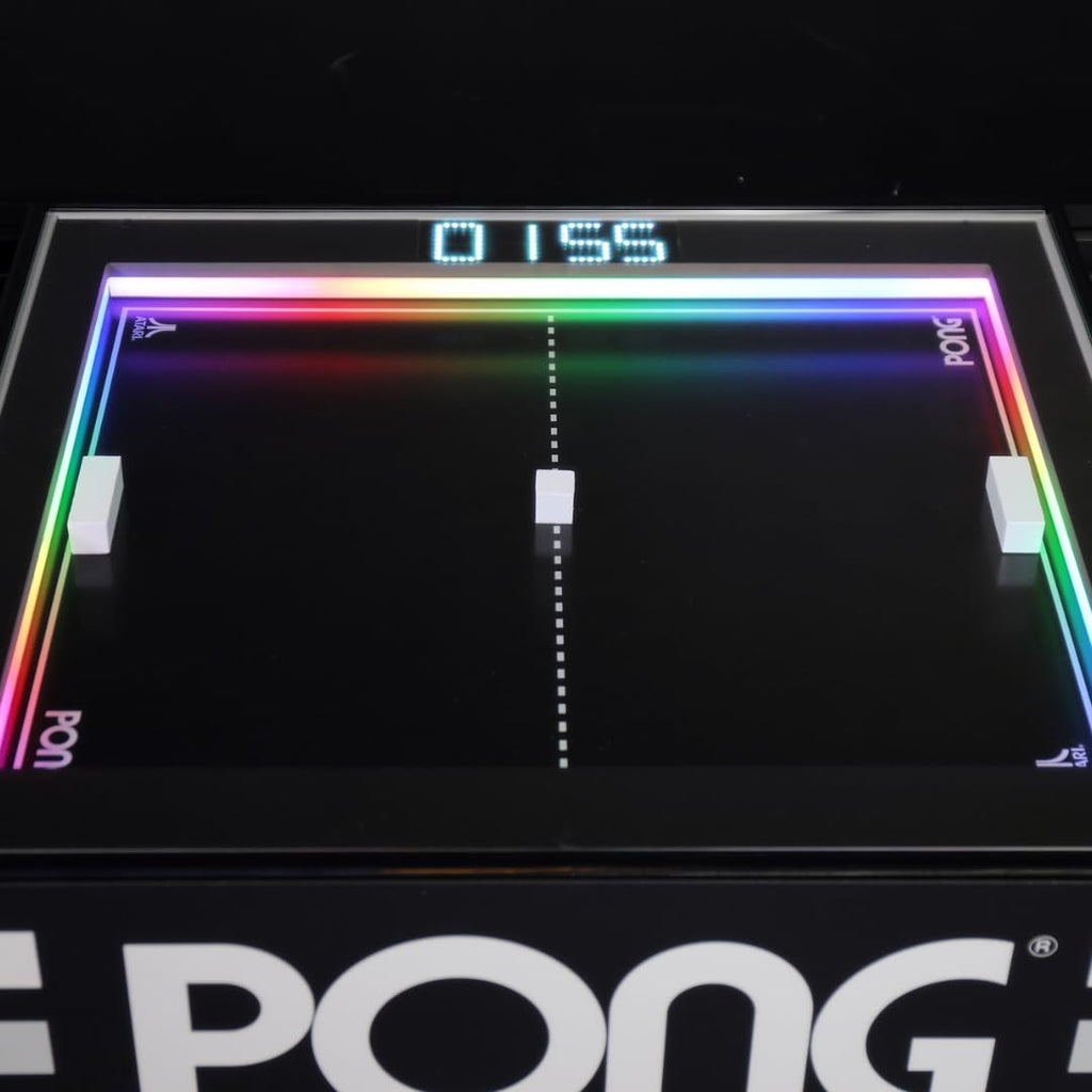 Atari Pong® Mechanical Table Home Edition – Electromechanical Coffee Table Arcade Game with LED Score Display, Hide-Away Controls, Spinner Dials, Retro Sounds – Official Atari Pong® Recreation