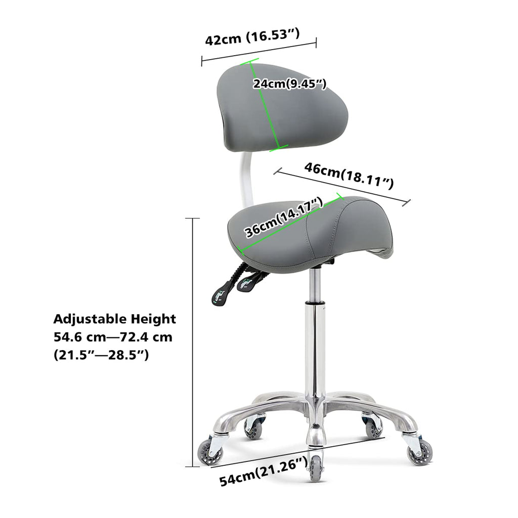 Antlu Saddle Stool Chair for Massage Clinic Spa Salon Cutting, Saddle Rolling Stool with Wheels Adjustable Height (Black)