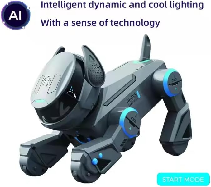 InventoBots Interactive Touch Remote Control Robot Dog Toy, Programmable AI Smart Robotic Puppy, Educational STEM Toy for Kids Ages 3-10 (Black & Grey)