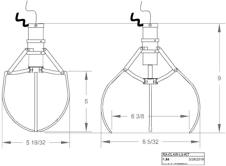 Crane Machine mid Size Replacement Claw Hand kit, Height is 9 inch with Coil and Cap