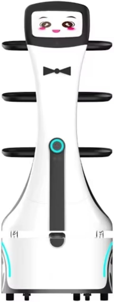 Intelligent Delivery Robot with HD Advertising Screen, Adjustable Suspension & Precise Speed Control, Spill Proof Tray for Restaurant Hotel, Auto Charging & Autonomous Cruise Service
