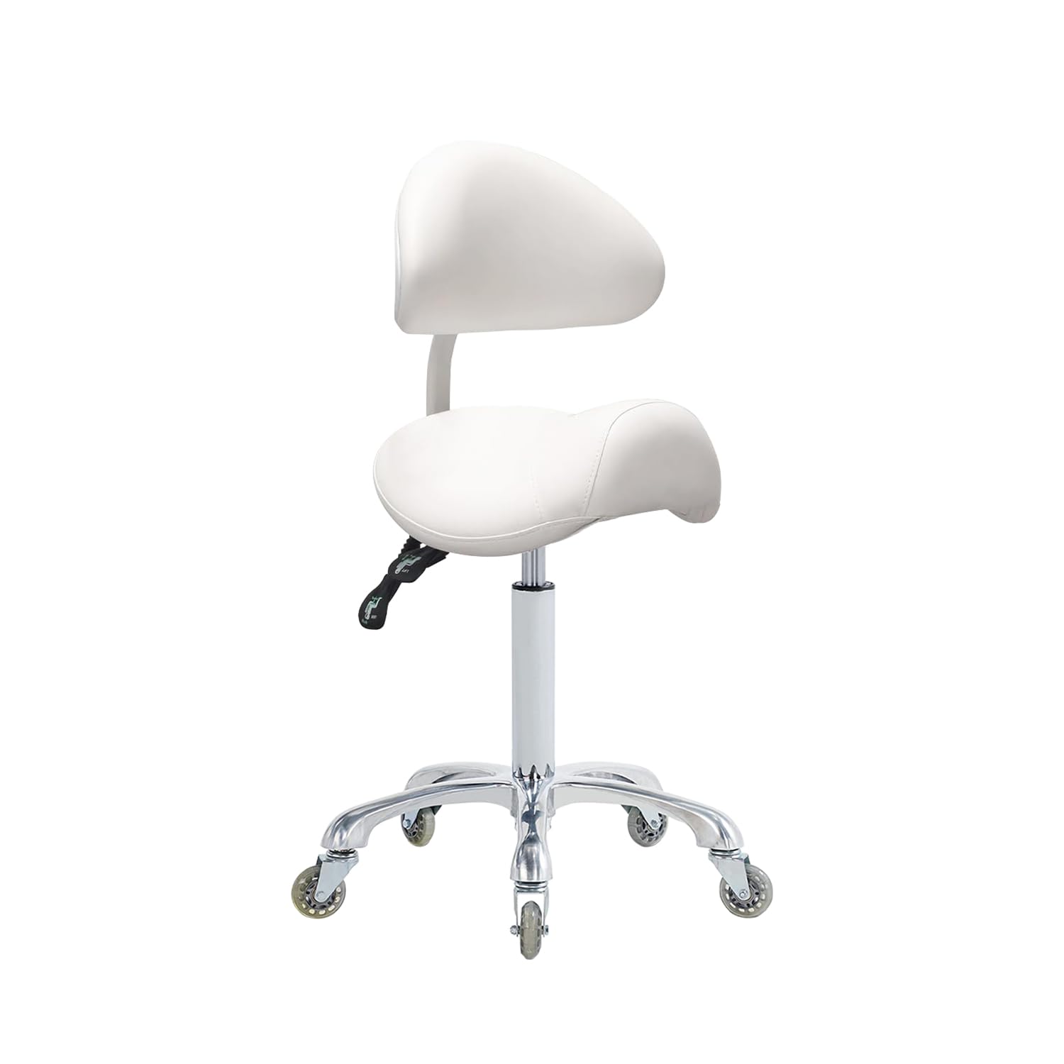 Antlu Saddle Stool Chair for Massage Clinic Spa Salon Cutting, Saddle Rolling Stool with Wheels Adjustable Height (Black)