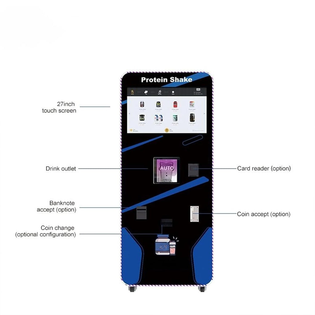 Protein Shake Vending Machine, Automatic Protein Drink Maker with Multiple Flavors, Commercial Self Serve Touchscreen Dispenser for Gym Health Club Office
