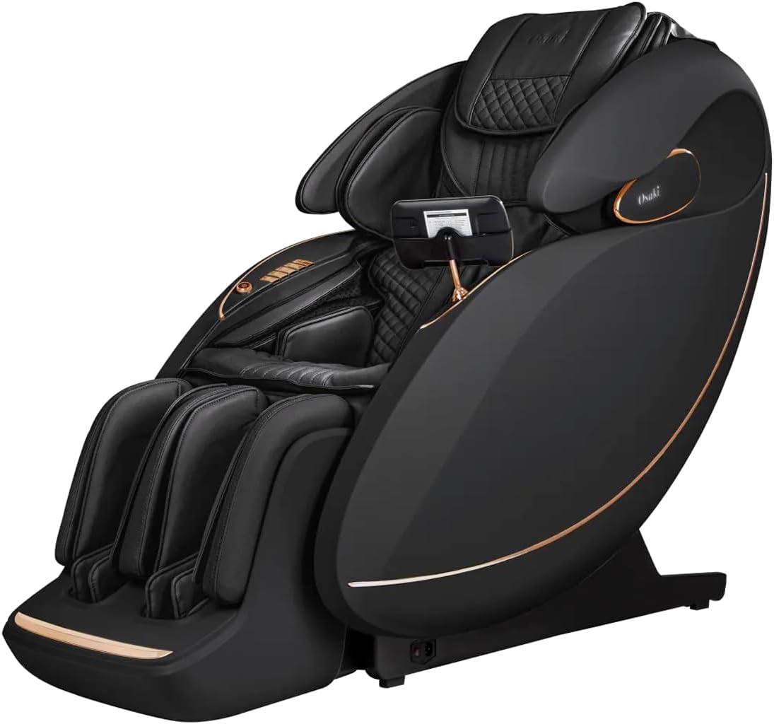 Osaki Platinum Solis 4D+ Flex Track Massage Chair with 190° Stretch Flexibility, Spinning Calf Rollers, Intelligent Voice Recognition, Black