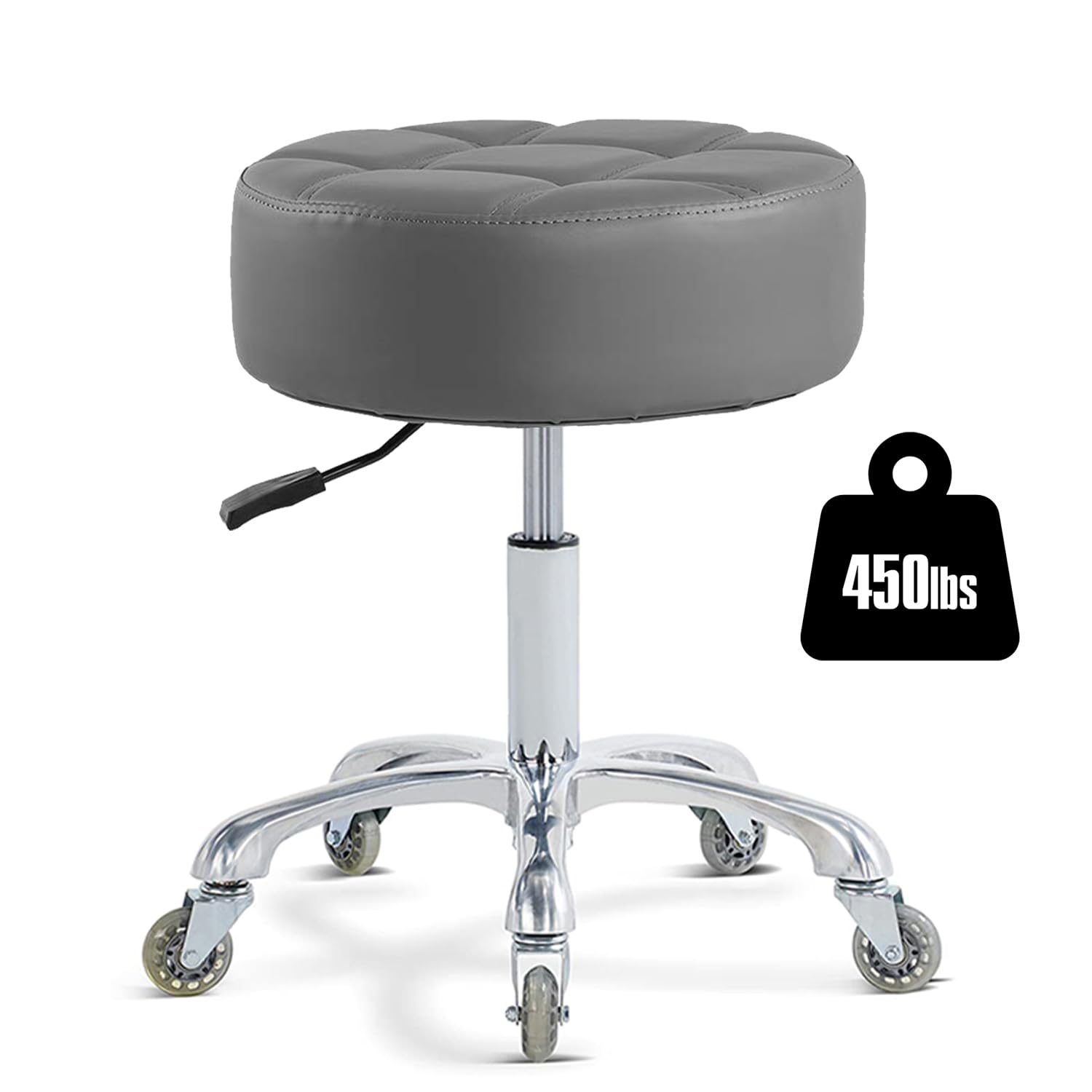 Ainilaily Rolling Stool with Wheels Adjustable Height, Roller Stool for Massage Medical Tattoo Spa Heavy Duty Swivel Desk (Super Thick Cushion, Black)