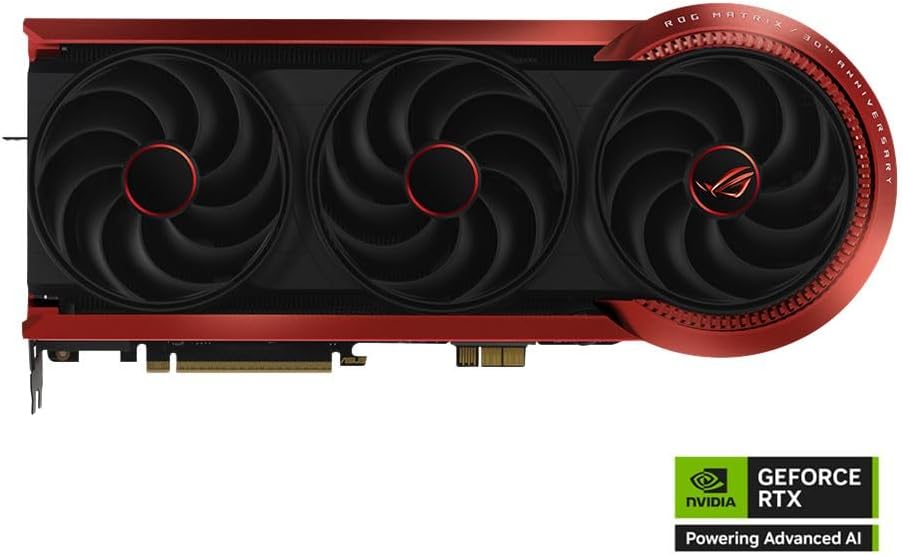 ASUS ROG Matrix Platinum GeForce RTX 5090 OC 30th-Anniversary Edition Gaming Graphics Card, 32GB GDDR7, PCIe 5.0, 512-bit, Liquid Metal Cooling, DisplayPort 2.1b, HDMI 2.1b, MTX5090P32G30TH