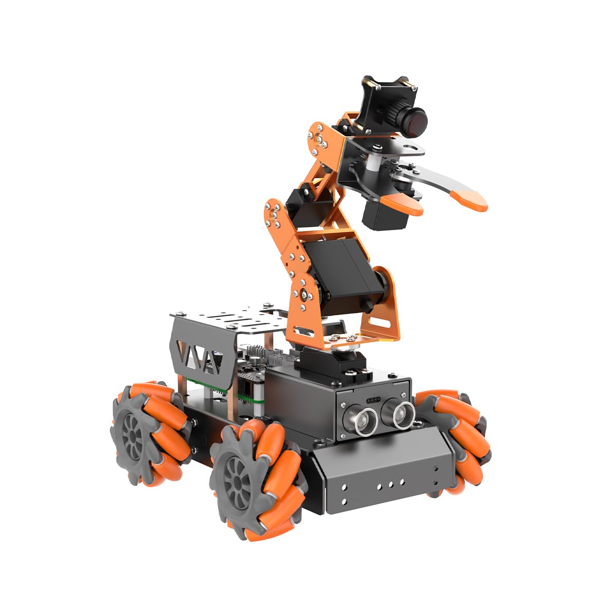 HIWONDER 5DOF AI Vision Robotic Arm Powered by Raspberry Pi Smart Robotic Arm Mecanum Wheel Chassis Robot Car Kit DIY Robot for Beginners, Without RPi