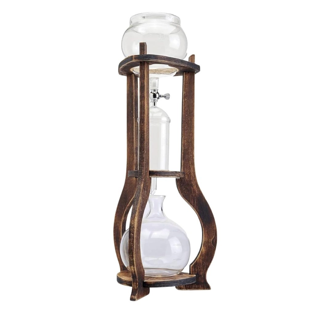 Nispira Cold Brew Drip Tower Iced Coffee Maker Glass Wooden Stand 25 Cups