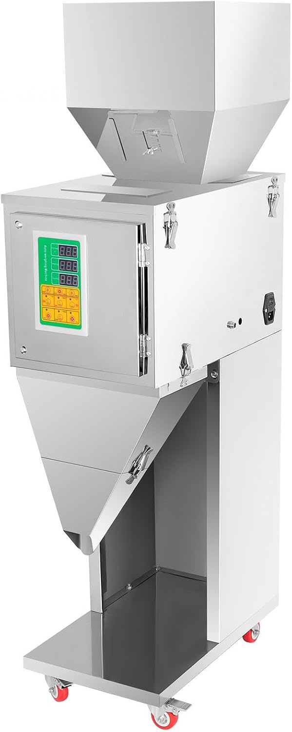 Commercial Granule Filling Machine 10-1000g Auto Weighing Dispenser 15-20 Packs Per Min Stainless Steel Universal Wheels for Retailers Coffee Shops Food Processing