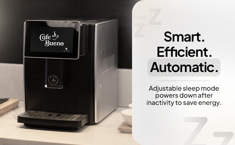 Cafe Bueno Super Automatic Espresso Machine For Home - Coffee Machine With Grinder & Milk Frother For Latte, Cappuccino, Macchiato - Auto Wake & Sleep – All Milk Types