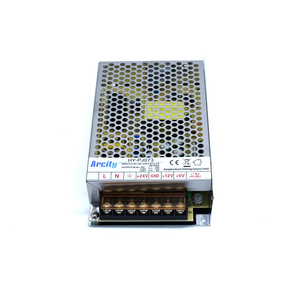 Arcity 5V 12V 24V Output Switching Power Supply Unit Adjustable for Video Multi Games Machine Console Cocktail CCTV Computer DIY Horizontal New(+5V/8A +12V/8A +24V/3A)
