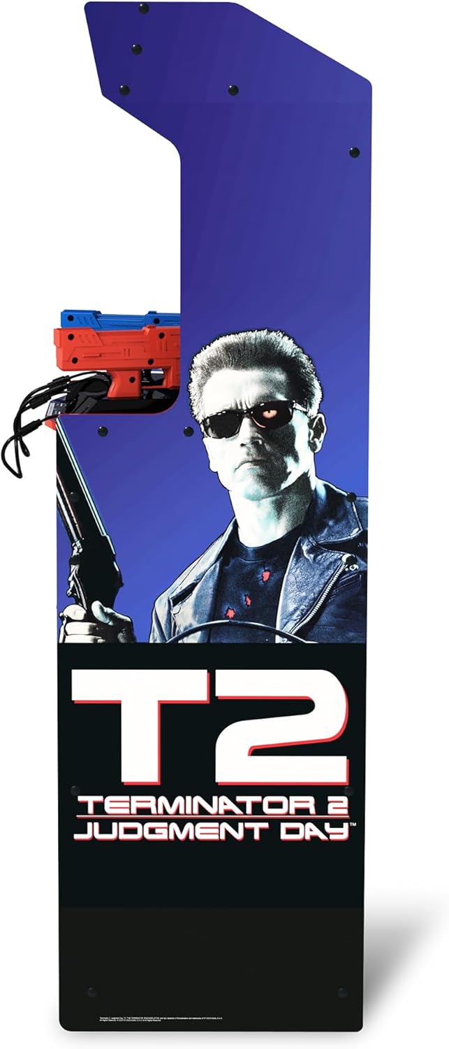 Arcade1Up Terminator 2 Deluxe Arcade Machine with Real-Feel Arcade Guns, 17" BOE Color Monitor, Dual Speakers and Wi-Fi Online Leaderboards, 5' Tall