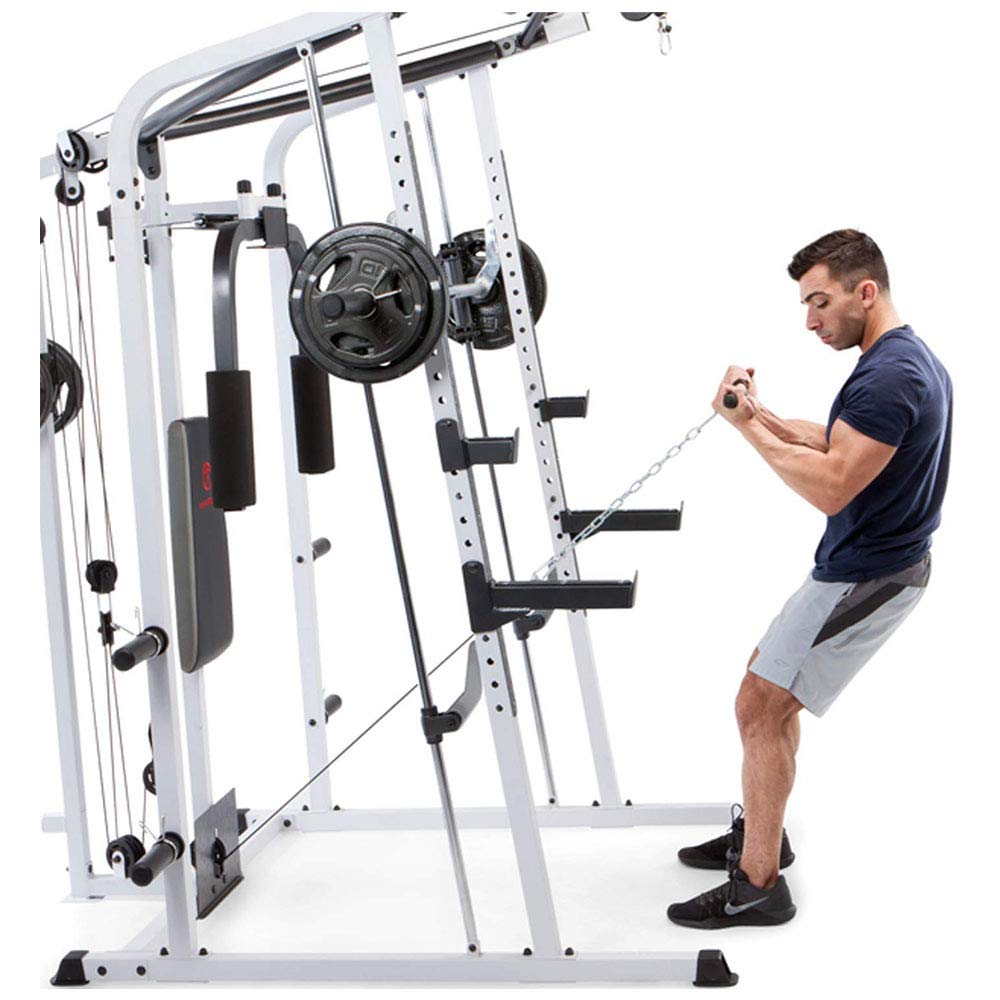 Marcy Smith Cage Workout Machine Full Body StrengthTraining Home Gym Equipment System with Leg Developer, Press Bar, PEC Deck, and Squat Rack