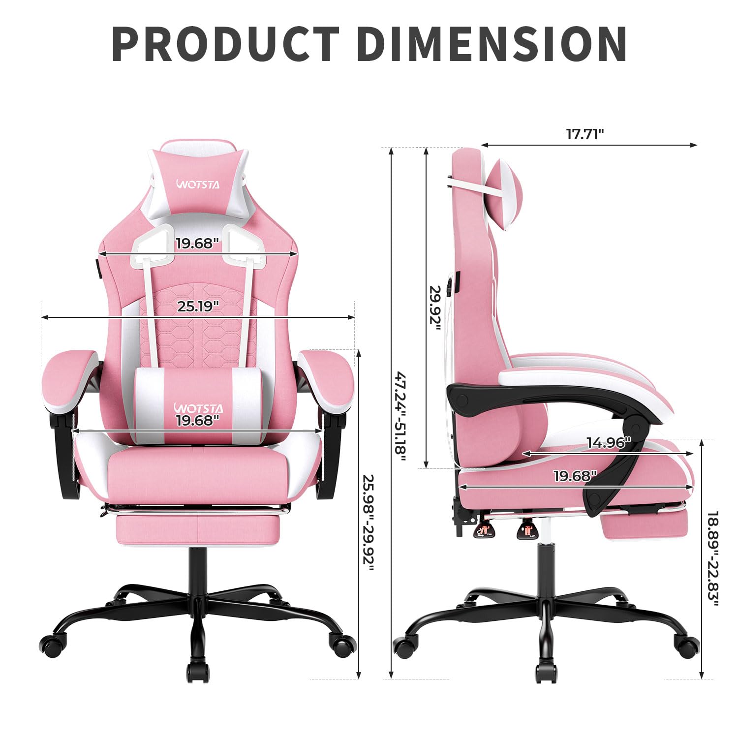 Gaming Chair with Massage,Ergonomic PC Gaming Chair with Footrest Comfortable Headrest and Lumbar Support, High Back, 300LBS (Grey)