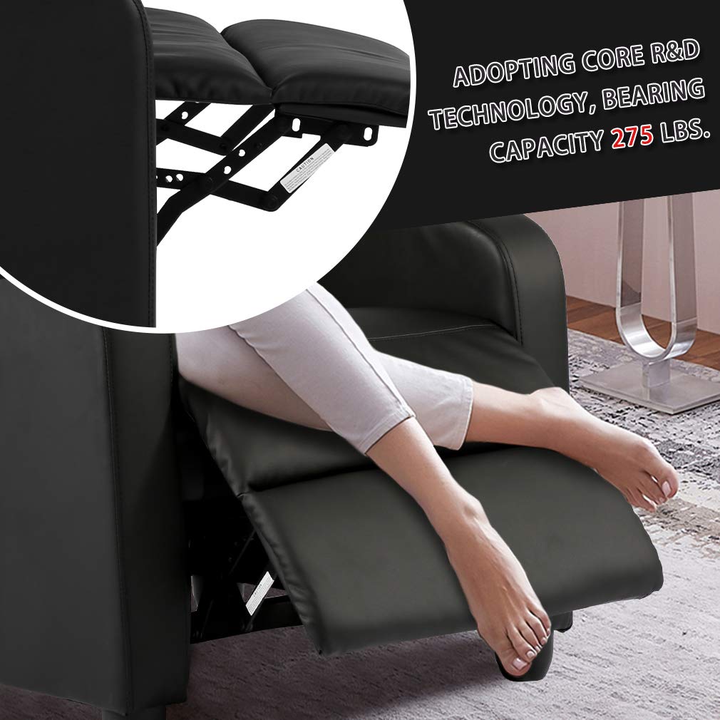 BestMassage | Recliner Chair | with 2 Point Massage Function | Pu Brown | with Lumbar Support, Adjustable Push Back, Footrest & Padded Seat | Easy Assembly | for Living Room, Home Theatre