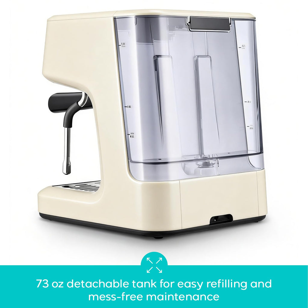 CASABREWS Ultra Espresso Machine with LCD Display, 20 Bar Espresso Maker with Powerful Milk Frother, Customizable Brewing Temperature, Barista-Level Latte and Cappuccino Machine for Home, Silver