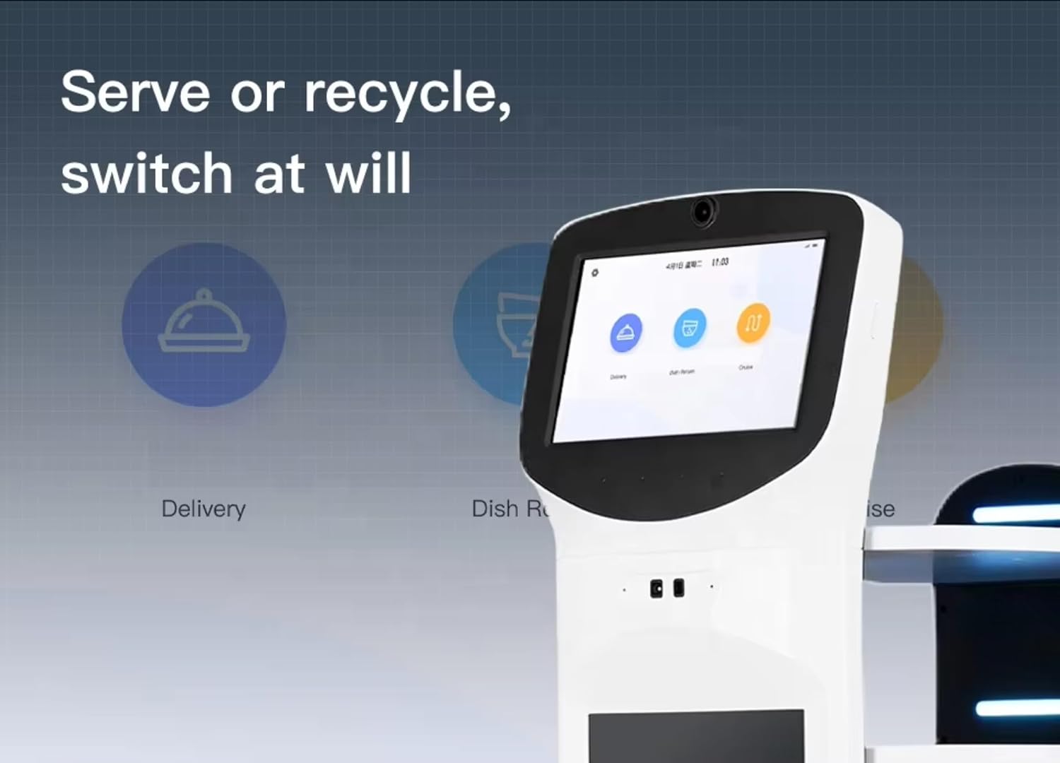 Interactive Restaurant Waiter Robot – Autonomous Food & Drink Delivery, Elevator Control, Large Tray Capacity, Self-Charging, Contactless Commercial Meal Server, Multi-Robot Coordination