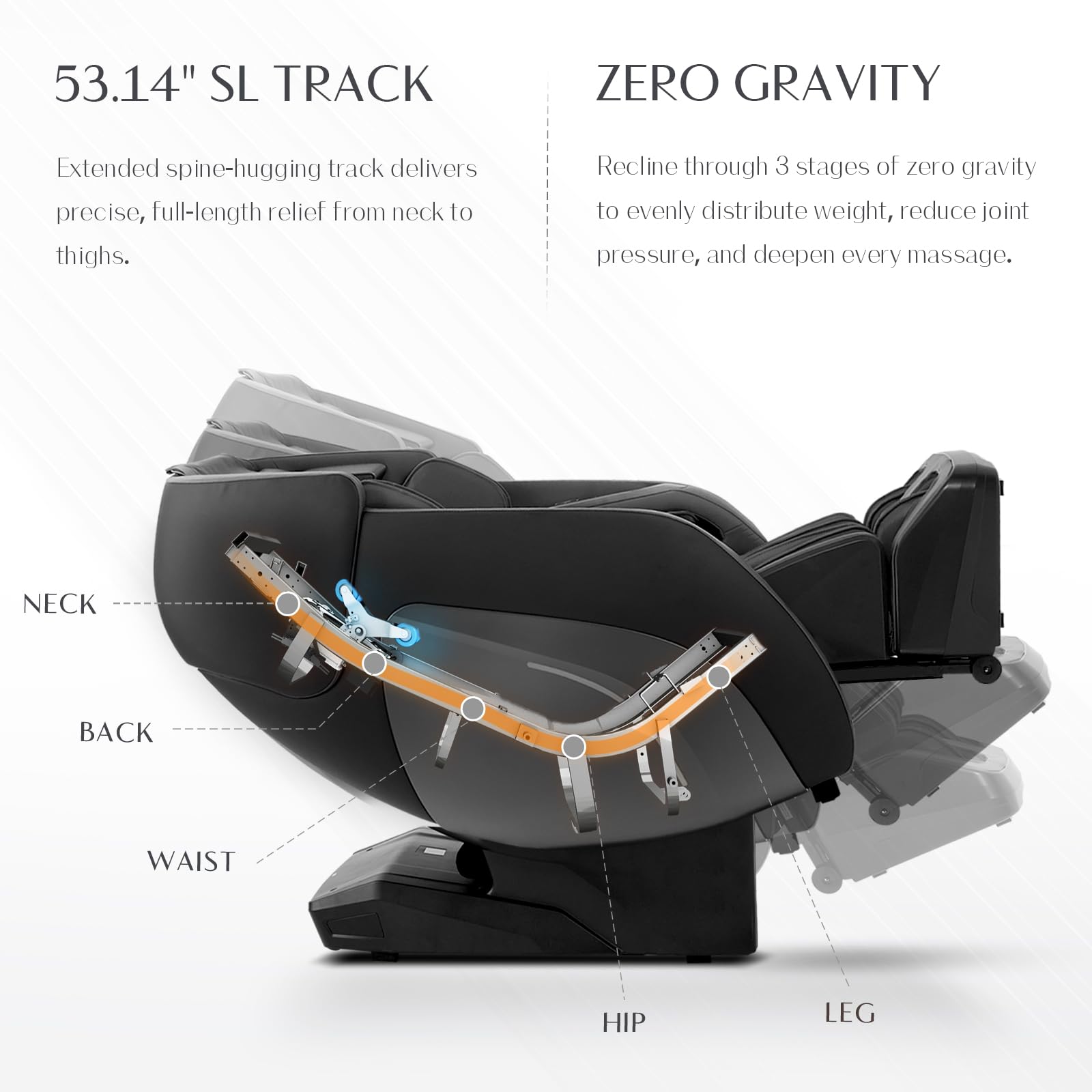 3D Massage Chair, Full Body Massage Chair, Zero Gravity Recliner w/Dynamic Leg Kneading System, 53.14" SL Track, Sleek Appearance, 12 Auto Modes, Wireless Charging, Bluetooth Speaker, TFT Screen
