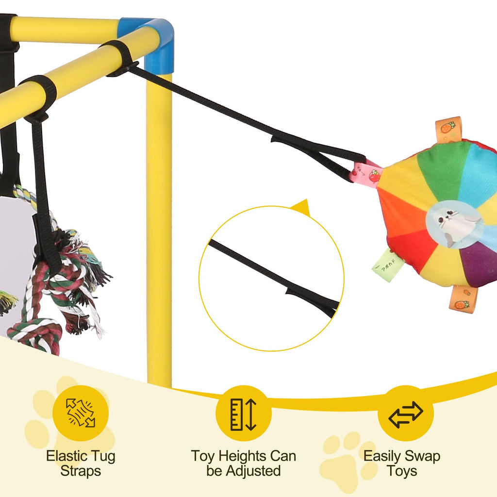 Puppy Jungle Gym with 8 Hanging Toys, Interactive Puppy Play Gym for Small Dogs, Indoor Teething Relief & Sensory Training Activity Center for Puppies 0-6 Months, No Tools Assembly