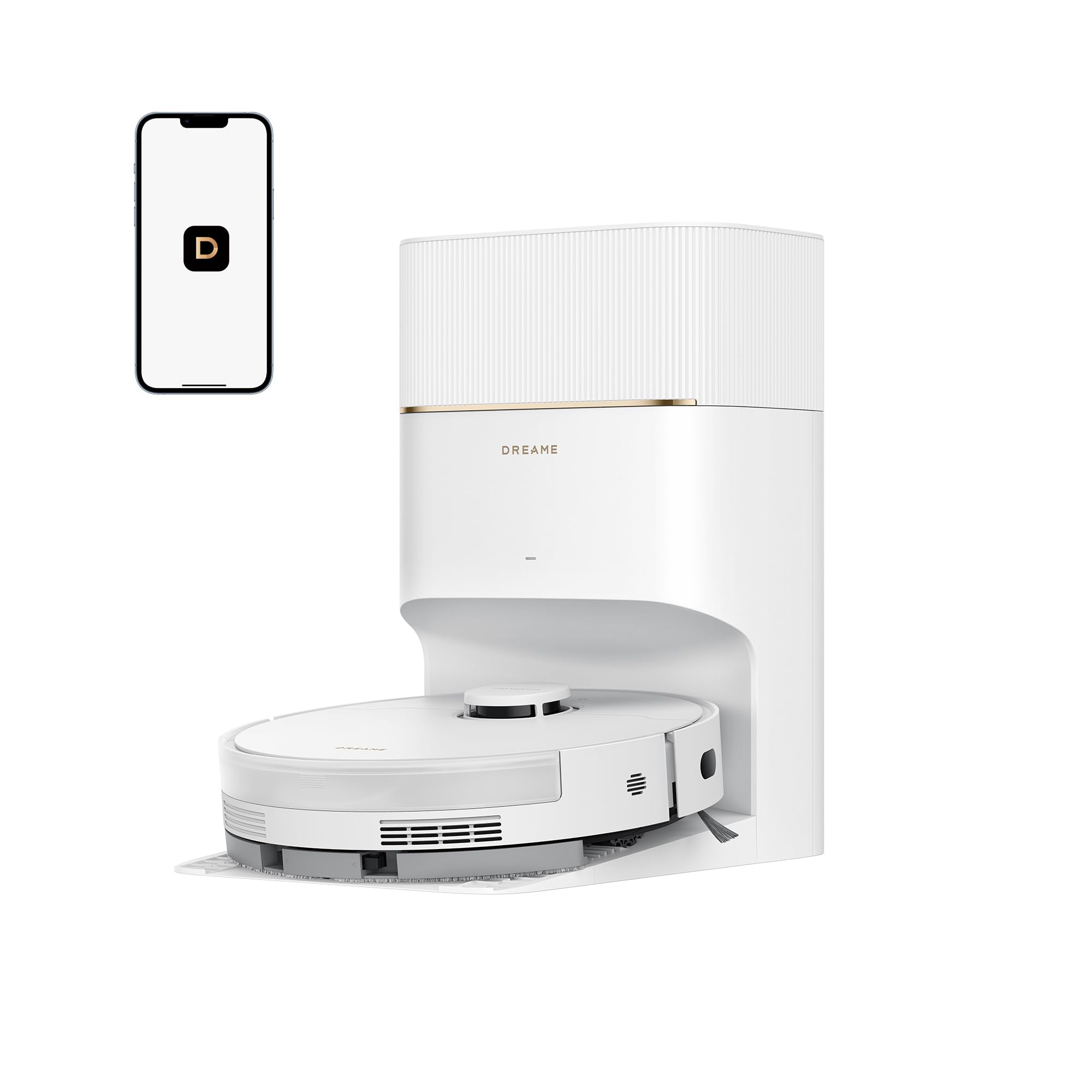 DREAME D20 Air Plus Robot Vac and Mop Combo with 20,000Pa Suction, Anti-Tangling Tech, Auto-Emptying Dock, Deep Carpet Cleaning and Smart Navigation White