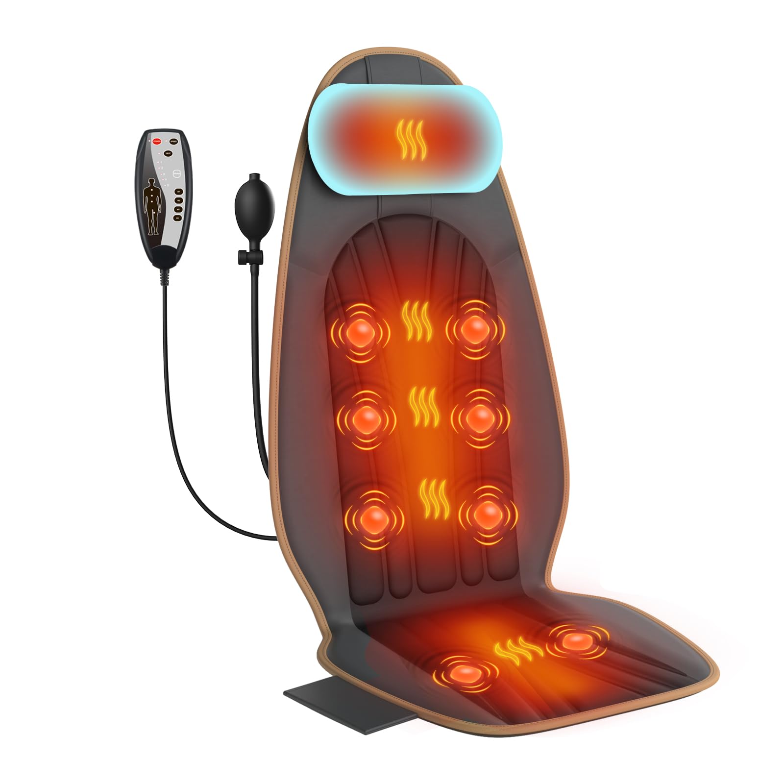 SLOTHMORE Back Massager for Chair, Massage Seat Cushion with Neck Support, Vibration Massage Pad for Full Body Massage for Office Chair, Home Use, Father Day Gifts