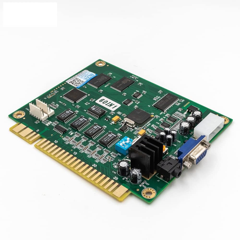 Blee Classical Arcade Video Game 60 in 1 PCB Jamma Board CGA VGA Output | Vertical Screen Supports Upright and Cocktail Cabinets Use Standard Arcade Power