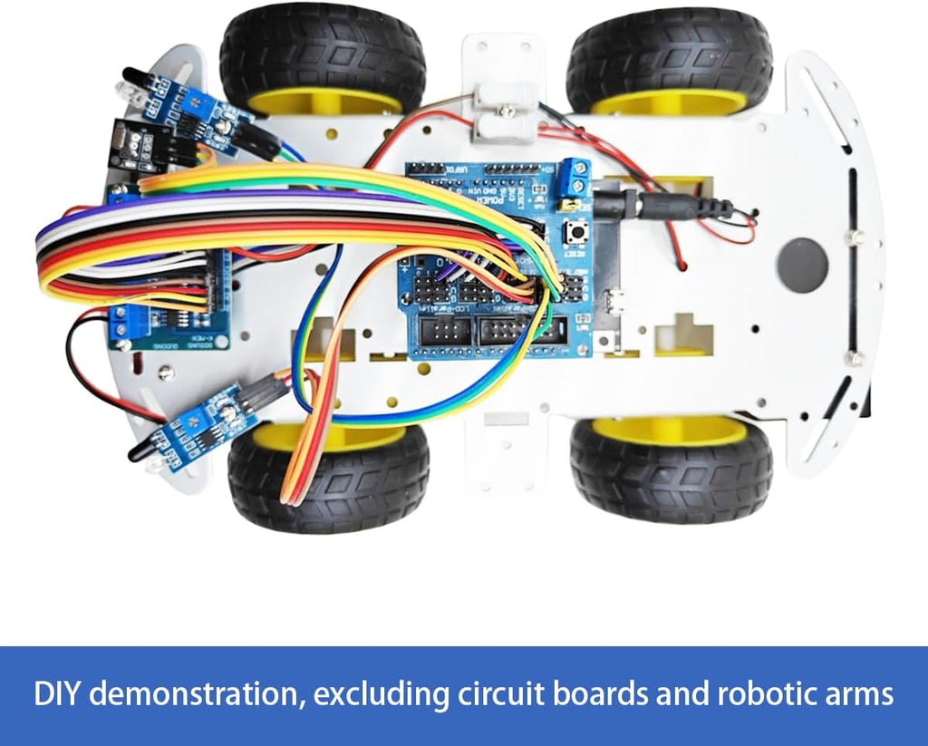 DIY Robot Smart Car Metal Chassis Kit 4WD Car Arduino Programming Kit with TT Motor Speed Encoder Learn Arduino/Microbit/Raspberry Pi for Adult Age 15+ (Unassembled)