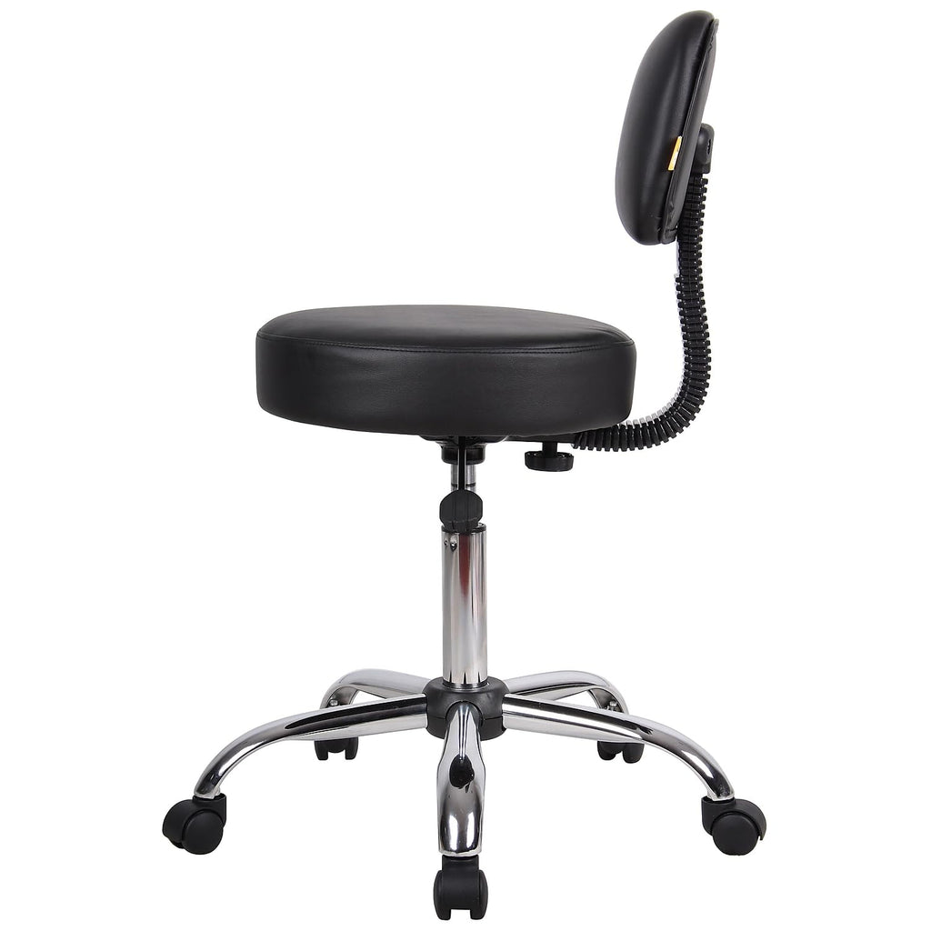Boss Office Products Antimicrobial Vinyl Medical Spa Stool in Black