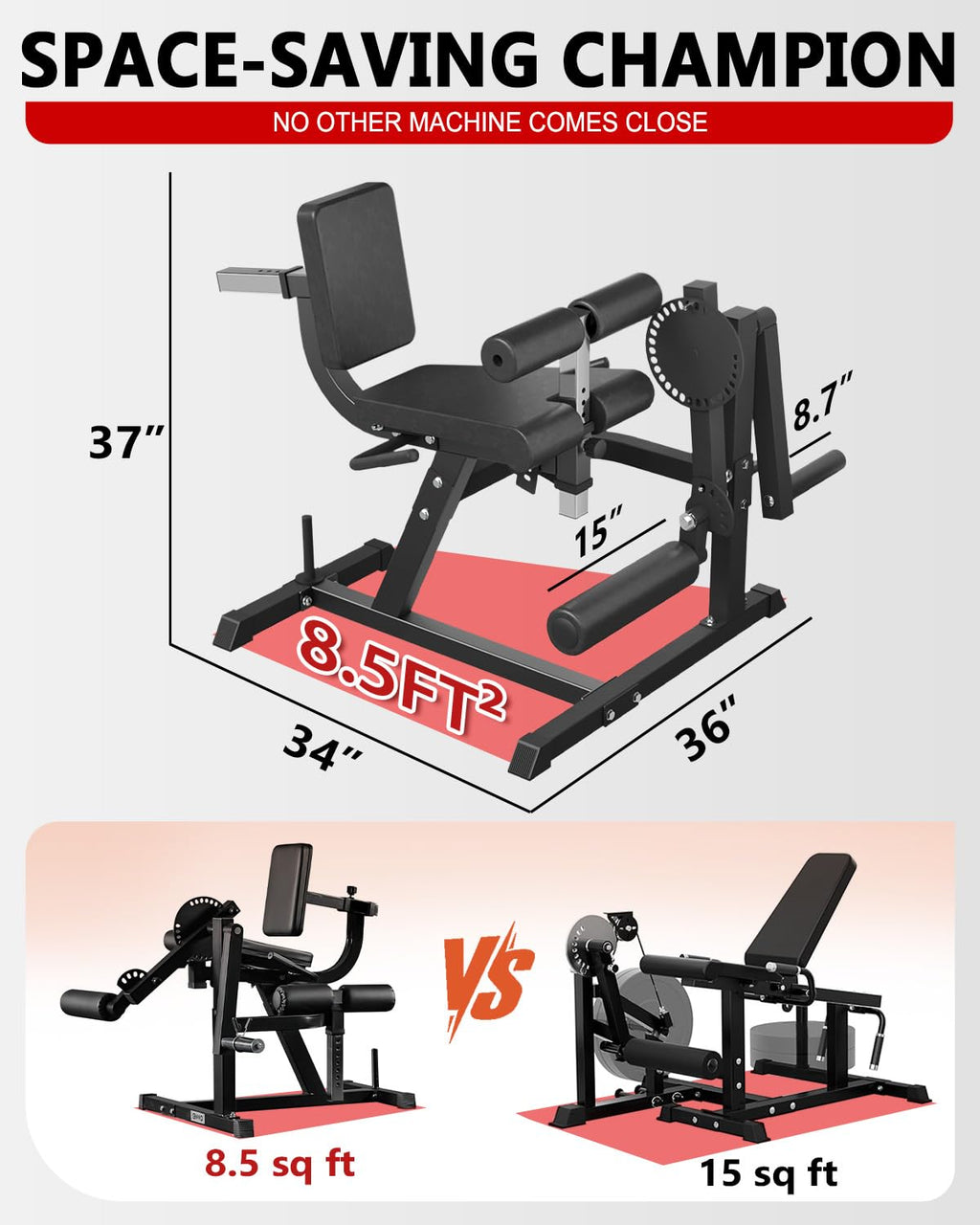 GMWD Leg Extension and Curl Machine, Lower Body Special Leg Machine, Adjustable Leg Exercise Bench with Plate Loaded, Leg Rotary Extension for Thigh, Home Gym Weight Machine