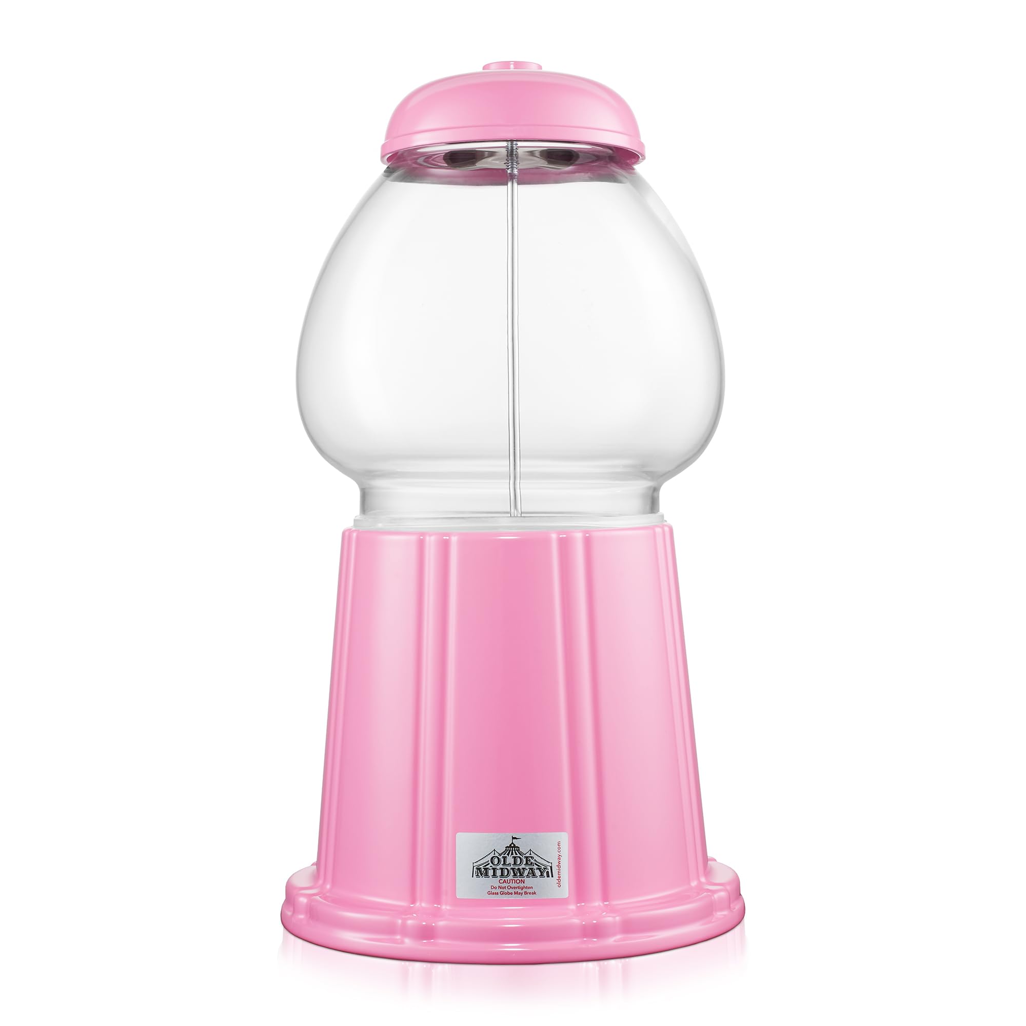 Olde Midway 15" Gumball Machine with Glass Globe and Metal Base - Red, Vintage-Style Bubble Gum Candy Dispenser