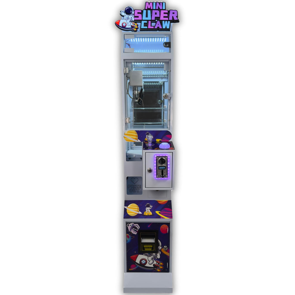 Mini Claw Machine - Coin & Bill Operated Vending Unit - Arcade Style Prize Dispenser for Events,Stores or Game Rooms - Space Theme