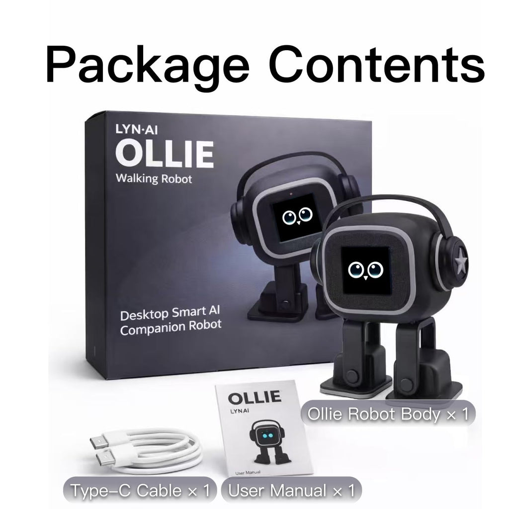 AI chatbot Robot Companion and smart Interactive Toy Featuring Voice Chat, Facial Expressions, Dancing and Music, Complete with a complimentary Outfit—Making it the Ideal Gift (Black)