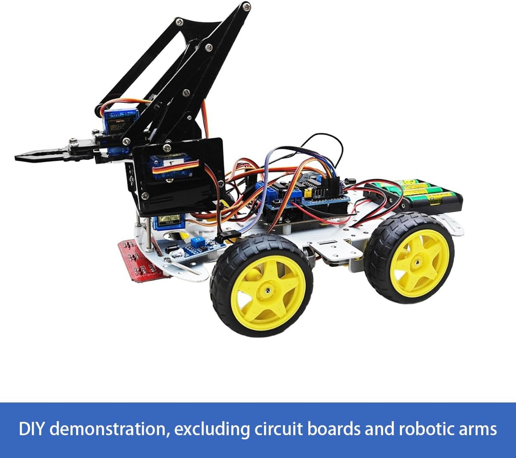 DIY Robot Smart Car Metal Chassis Kit 4WD Car Arduino Programming Kit with TT Motor Speed Encoder Learn Arduino/Microbit/Raspberry Pi for Adult Age 15+ (Unassembled)
