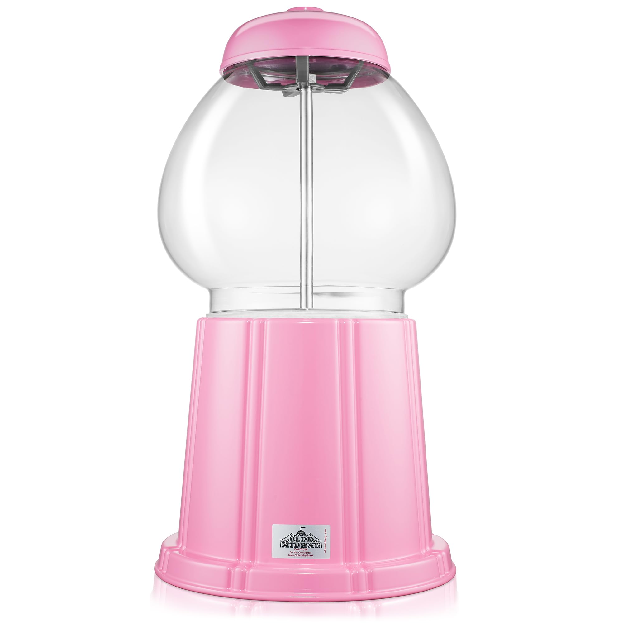 Olde Midway 15" Gumball Machine with Glass Globe and Metal Base - Red, Vintage-Style Bubble Gum Candy Dispenser