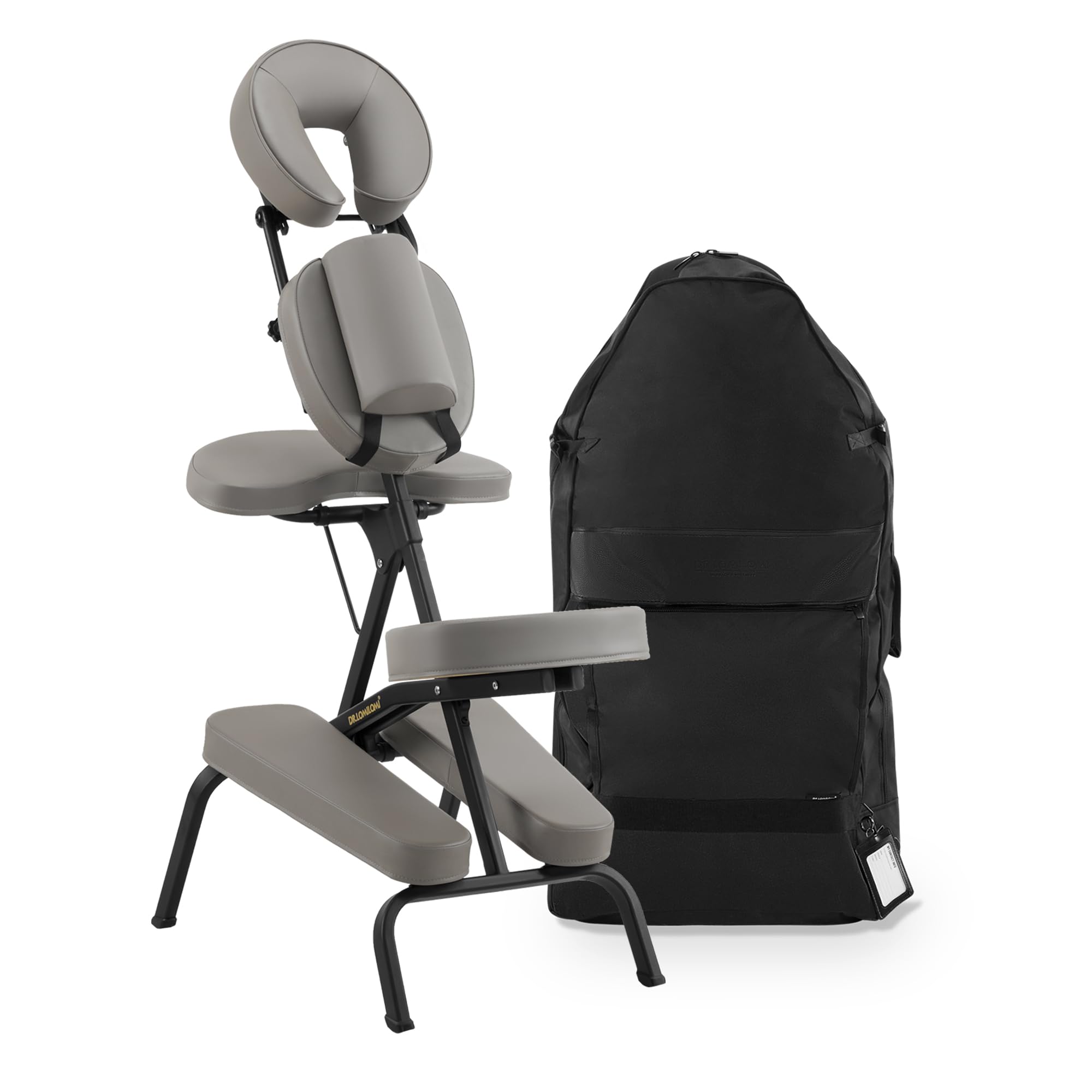 Aluminum Light-Weight Adjustable Folding Portable Travel Massage Chair with Backpack 402 Keanu (Black)