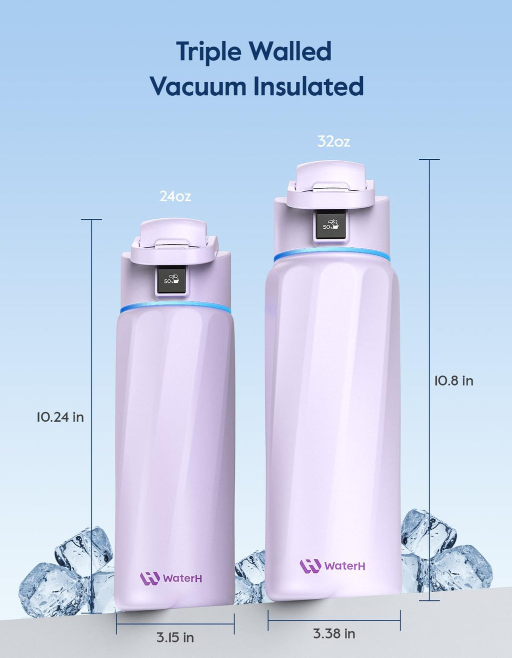 BOOST Smart Water Bottle that Reminds You to Drink, 24oz BPA-Free Stainless Steel Vacuum Insulated, Wide Mouth Water Tracker Bottle with APP for School, Gym, Office, Ideal for Father's Day