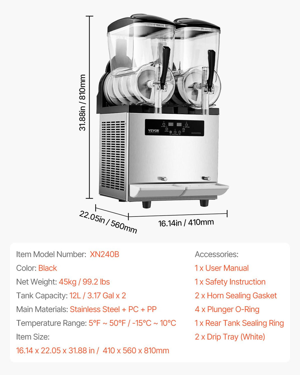 VEVOR Commercial Slushy Machine, 12Lx3 Triple Tank Frozen Drink Machine, 144 Cups Stainless Steel Margarita Smoothie Frozen Drink Maker, Slushie Maker for Home Party Restaurants Cafe Bars